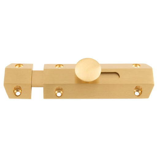 102 X 36Mm Surface Bolt C/W Keep Flat & Angled Mortice Keeps - Satin Brass