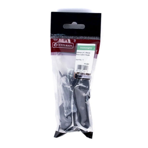 Wire Cabin Hooks, Epoxy Black, 100mm - Pack of 5
