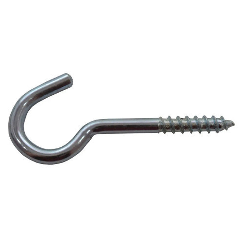 Steel Screw Hooks - Zinc Plated - 55mm x 8mm - Pack of 100