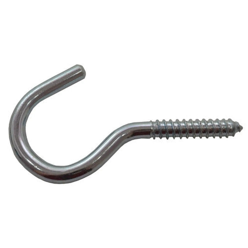 Steel Screw Hooks - Zinc Plated - 100mm x 18mm - Pack of 50