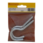 Steel Screw Hooks - Zinc Plated - 100mm x 7.3mm - (Pack of 2) - Pack of 5