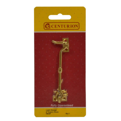 Solid Brass Cabin Hooks, Polished Brass, 100mm - Pack of 5