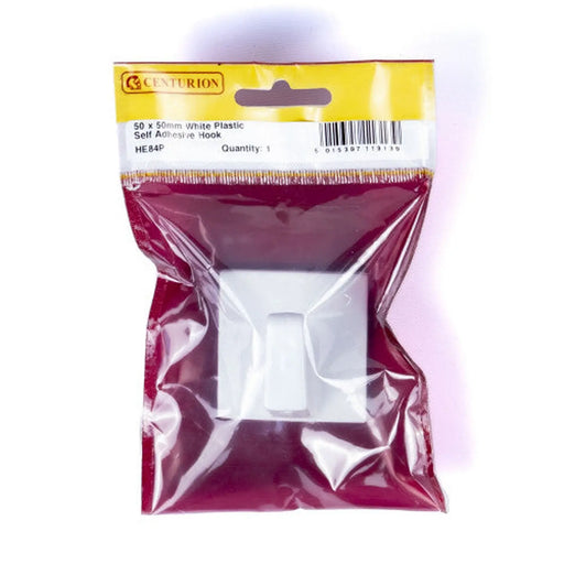 50mm x 50mm Plastic Self Adhesive Hook - Pack of 5