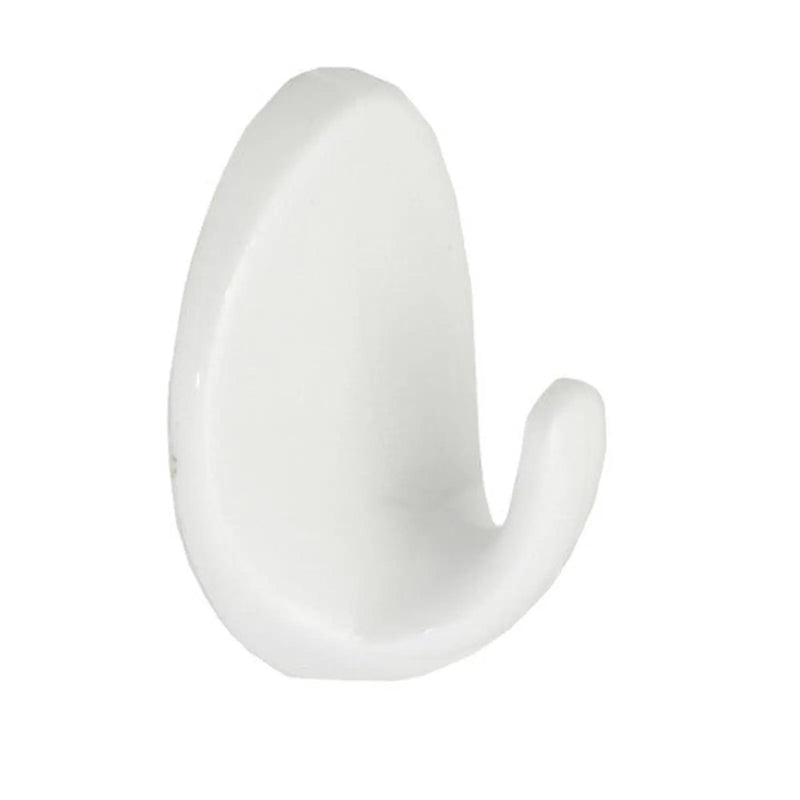 38mm White Plastic Self Adhesive Oval Hook - Pack of 50
