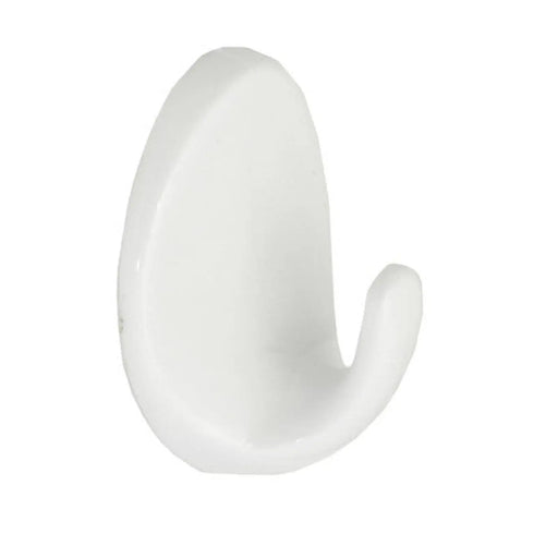 38mm White Plastic Self Adhesive Oval Hook - Pack of 50