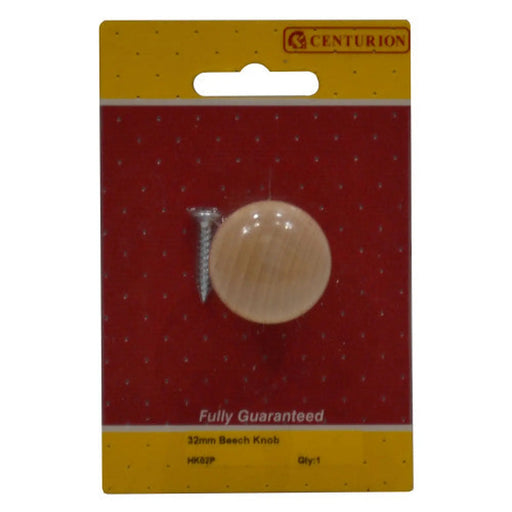 Beech Knobs, 32mm Dia. - Pack of 5