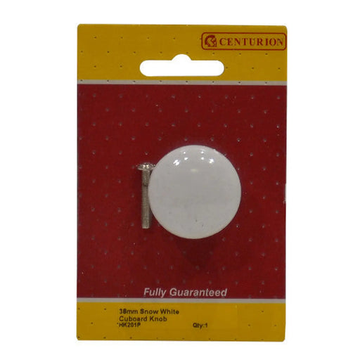 Porcelain Cupboard and Wardrobe Knobs, White, 38mm Dia. - Pack of 5