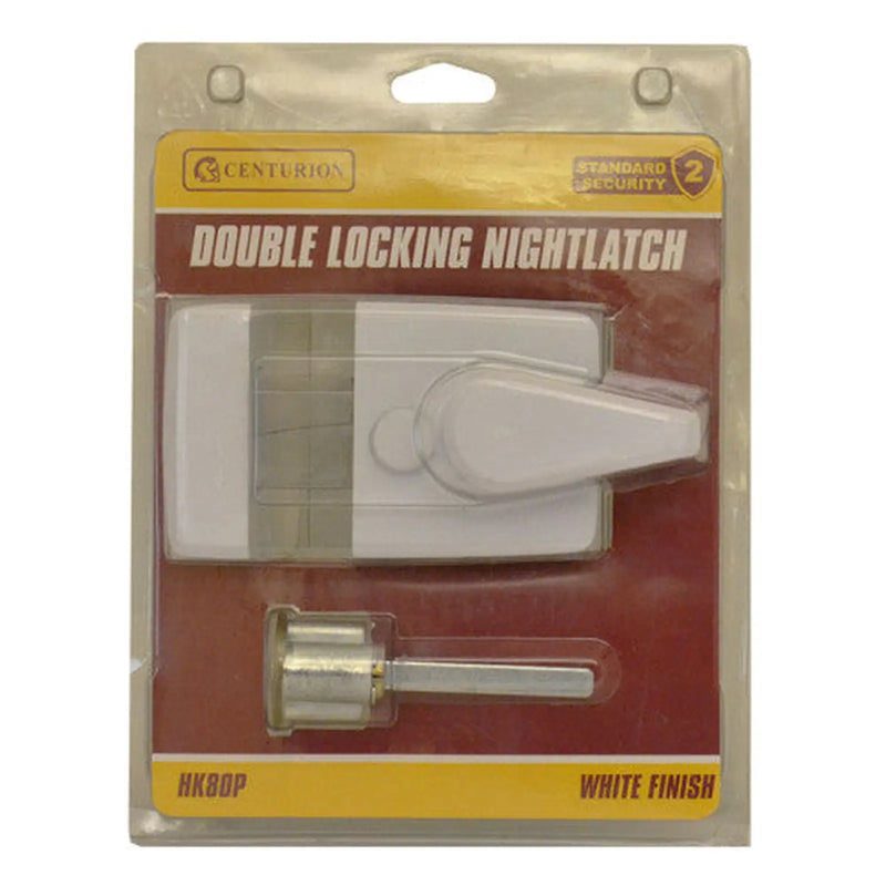 Double Locking Night latch, White-Polished Brass Cylinder, Narrow - Pack of 3