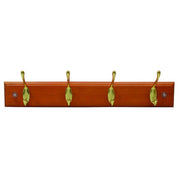 4 Brass Hook Standard Coat Rail - Antique Pine Board - Pack of 5