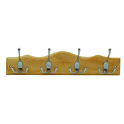 4 Tri-Hooks On Scallop Top Board - Chrome Plated Hooks - Pine - Pack of 3