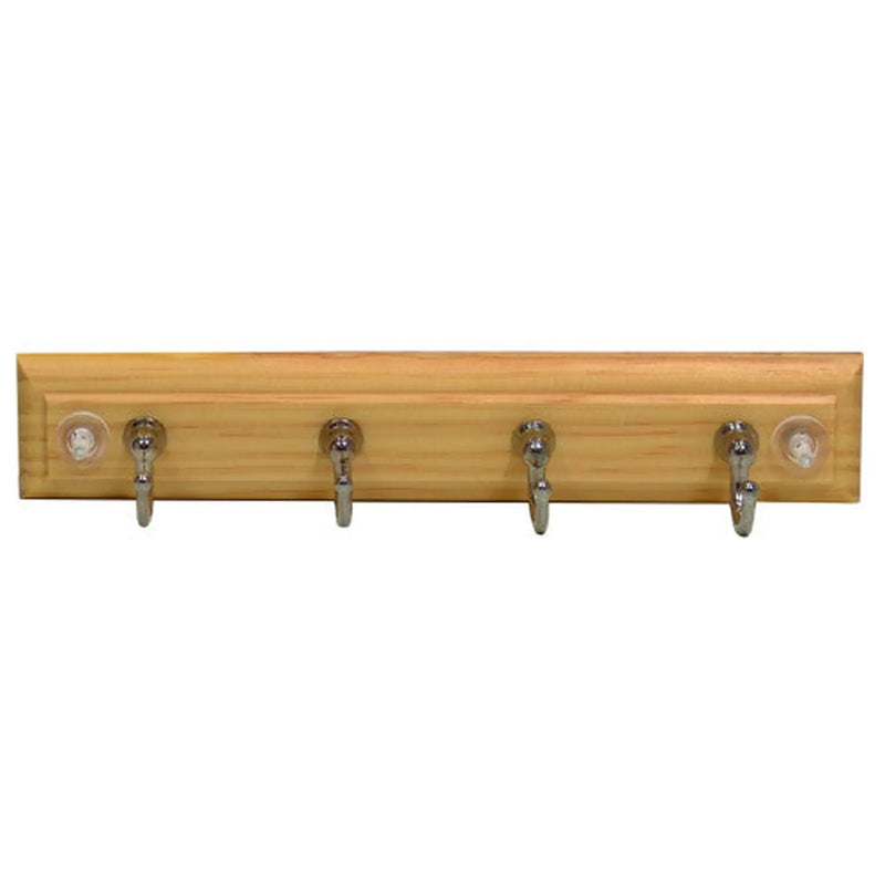 4 Key Tidy Hook Board - Chrome Plated Hooks - Pine Board - Pack of 5
