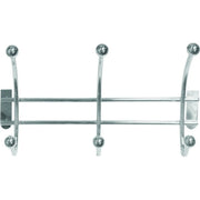 Over the Door Metal Hat & Coat Rail - 3 Ball End Hooks - Polished - Pack of 3