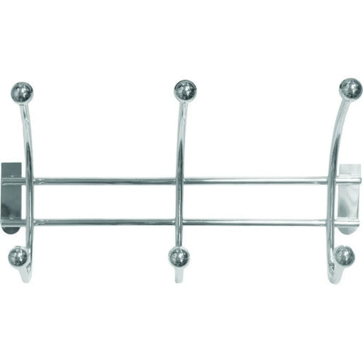 Over the Door Metal Hat & Coat Rail - 3 Ball End Hooks - Polished - Pack of 3