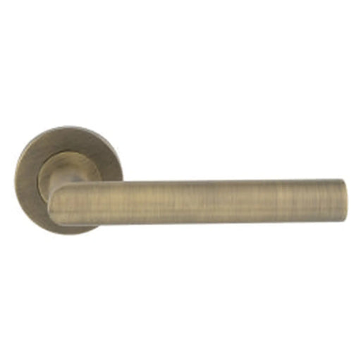 Treviri Mitred Lever On Sprung Push-On Round Rose - Antique Brass