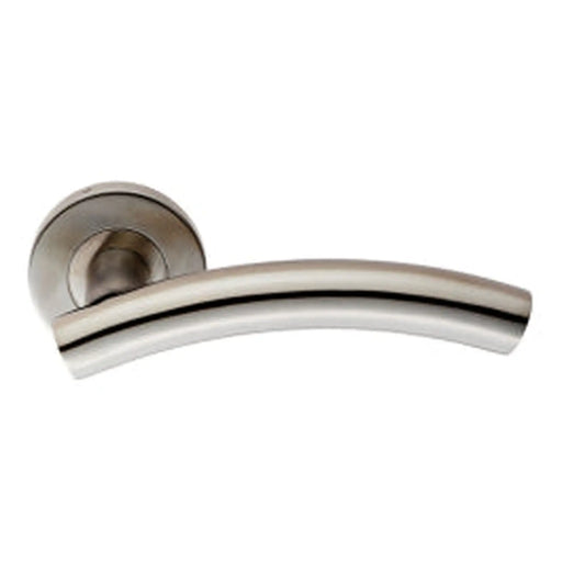 Curved Lever On Sprung Push-On Round Rose - Satin Stainless Steel