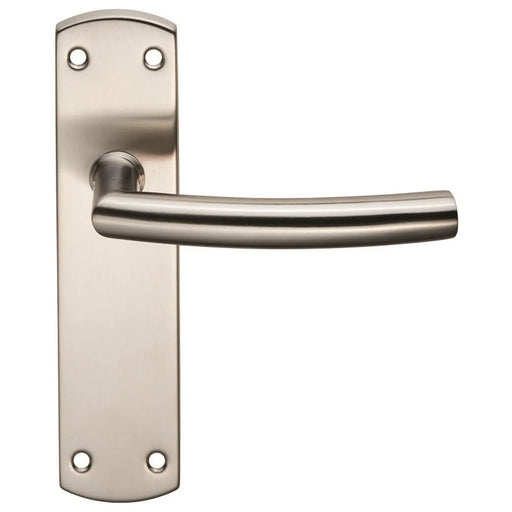 Arched Lever On Face-Fix Backplate - Latch - Satin Stainless Steel