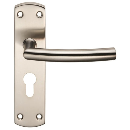 Arched Lever On Face-Fix Backplate - Euro 47.5Mm - Satin Stainless Steel