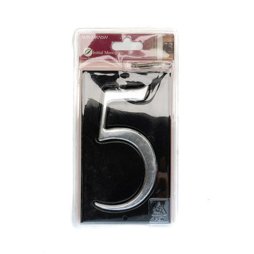 Gloss Black Numbered Plaque 5 - Pack of 2