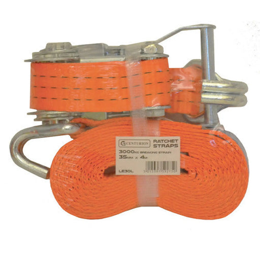 Ratchet Strap - 3000kg Breaking Strength - 4m Length - 35mm Width - Pack of 12