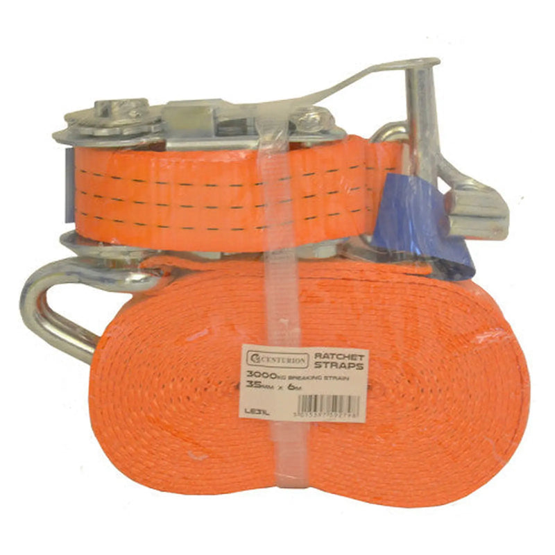 Ratchet Strap - 3000kg Breaking Strength - 6m Length - 35mm Width - Pack of 8