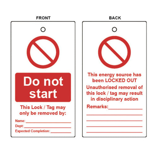 Do Not Start Lockout Tag (Double Sided, 10 Pack)