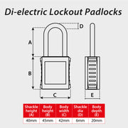 Safety Lockout Padlocks, Nylon Shackle, Red (each)