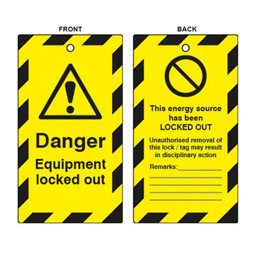 'Danger Equipment Locked Out' Lockout Tag (Double Sided, 10 Pack)
