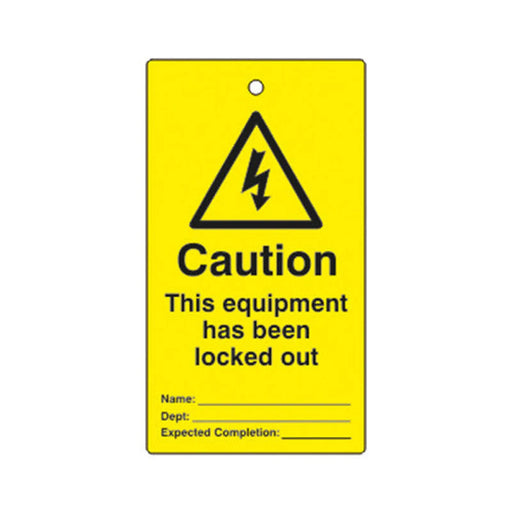 'Caution This Equipment Has Been Locked Out' Lockout Tag (Single Sided, 10 pack)