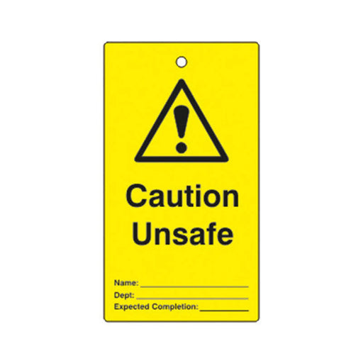 'Caution Unsafe' Lockout Tag (Single Sided, 10 Pack)