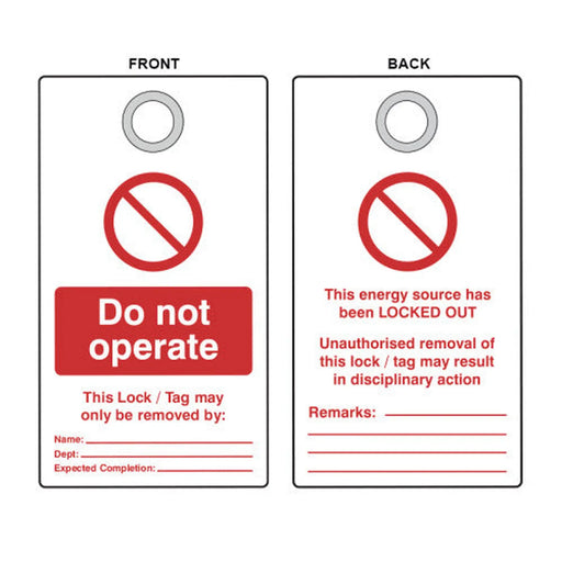 'Do Not Operate' Lockout Tag (Double Sided, 10 Pack) 2
