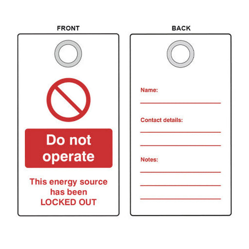 'Do Not Operate' Lockout Tag (Double Sided, Single Unit) - Min Order 4