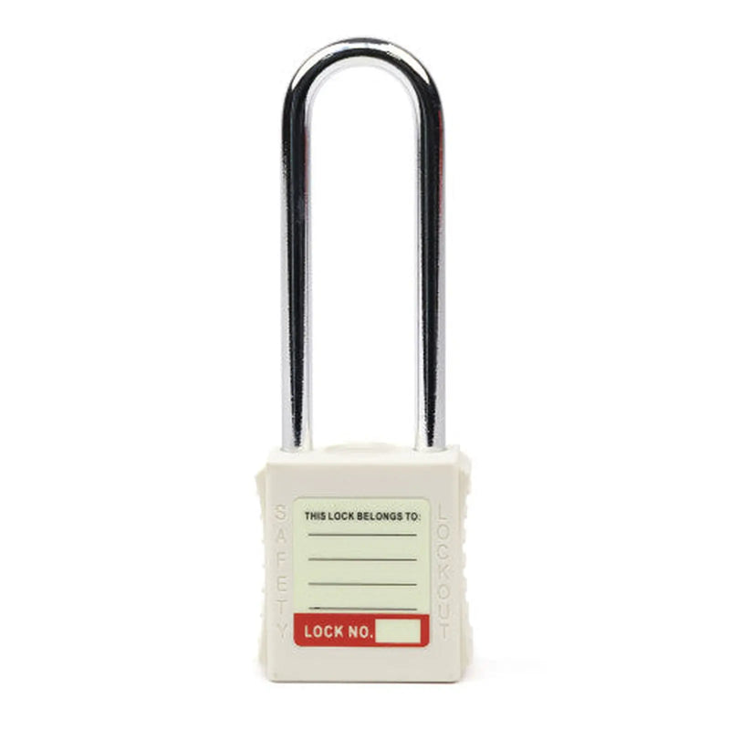 Safety Lockout Padlocks Long Shackle, White (Each)