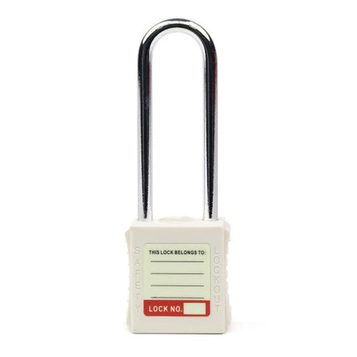 Safety Lockout Padlocks Long Shackle, White (Each)