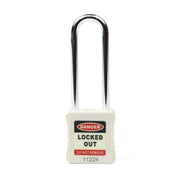 Safety Lockout Padlocks Long Shackle, White (Each)