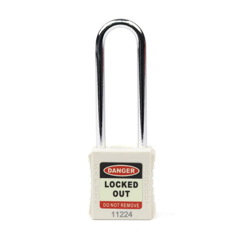 Safety Lockout Padlocks Long Shackle, White (Each)