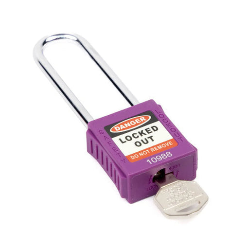 Safety Lockout Padlocks Long Shackle, Purple (Each)