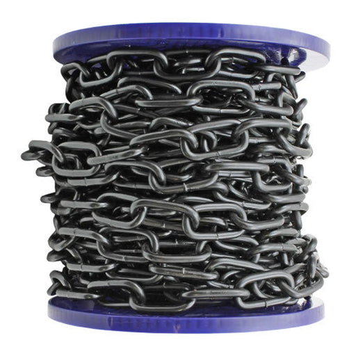 Steel Welded Straight Link Chain, Black, 6mm x 33mm x 15m