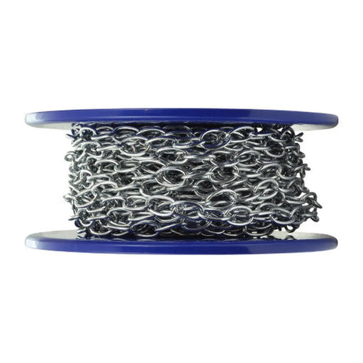 Solid Brass Oval Link Chain, Chrome Plated, 10mm x 1.6mm, 10m Reel