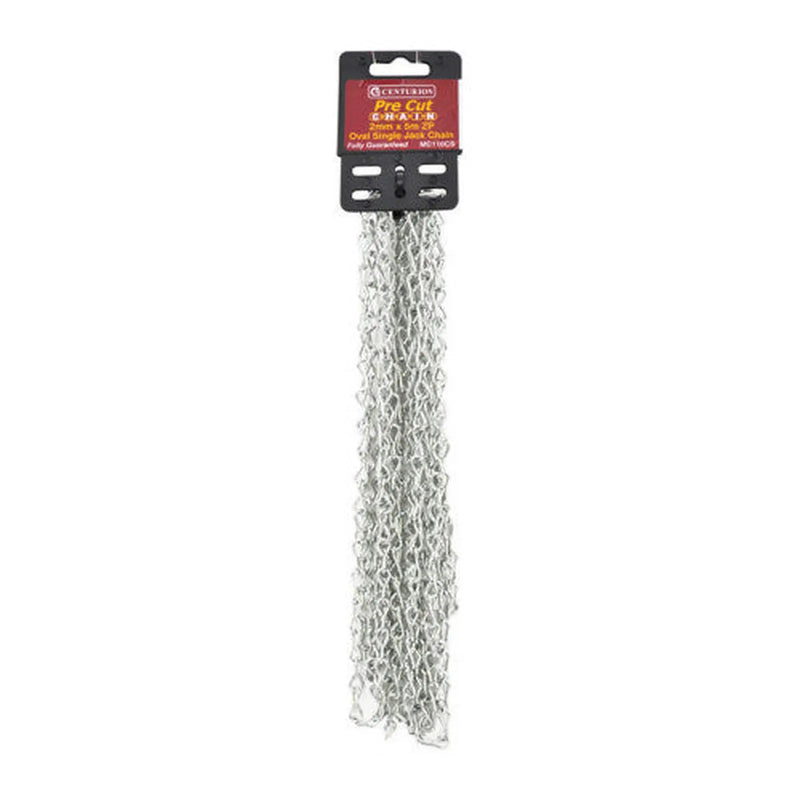 Steel Single Link Jack Pre Cut Chain, Zinc Plated, 2mm x 22mm x 5m - Pack of 5
