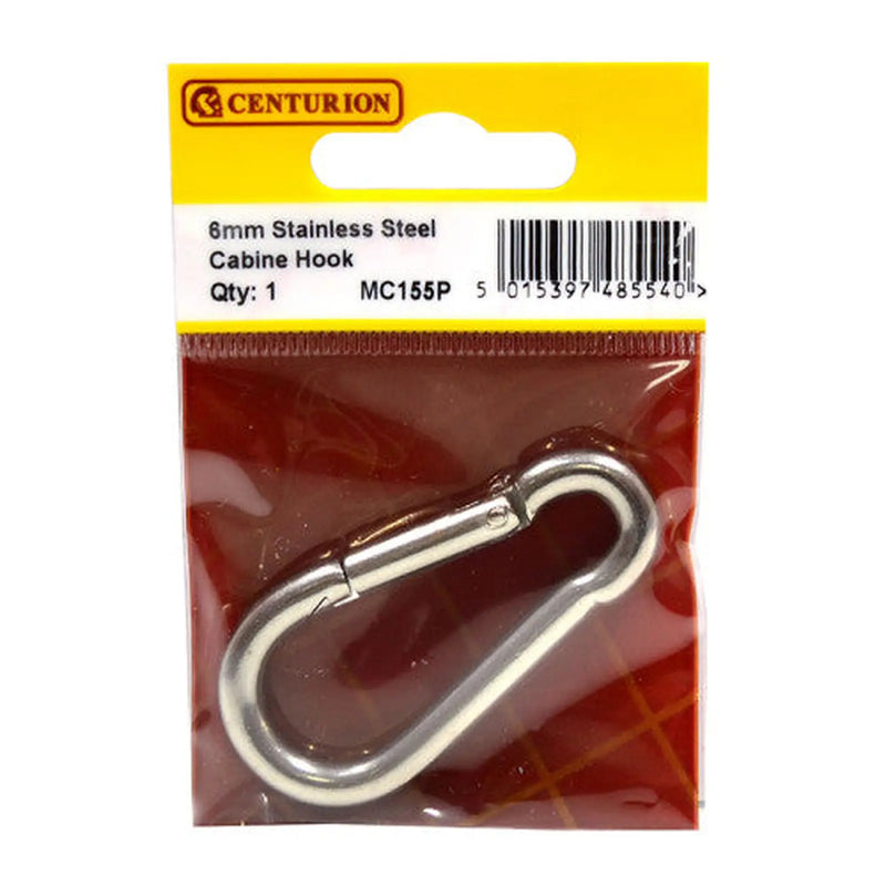 Carbine Hook, Stainless Steel, 6mm x 60mm - Pack of 5