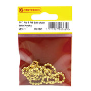 Sink Ball Chain With Hooks, Polished Brass, 450mm, No.6 - Pack of 5