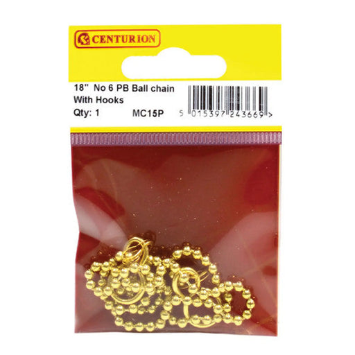 Sink Ball Chain With Hooks, Polished Brass, 450mm, No.6 - Pack of 5