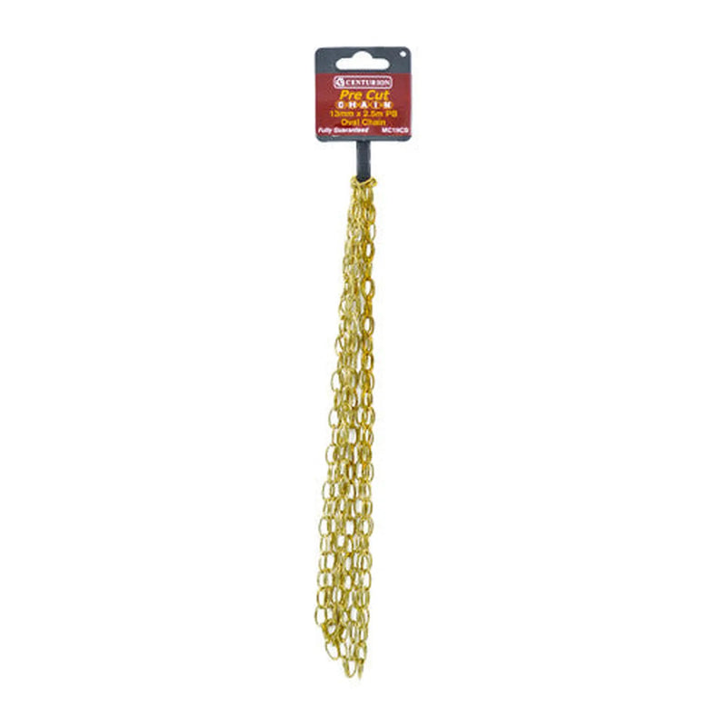 Solid Brass Oval Link Pre Cut Chain, Polished Brass, 13mm x 1.6mm x - Pack of 5