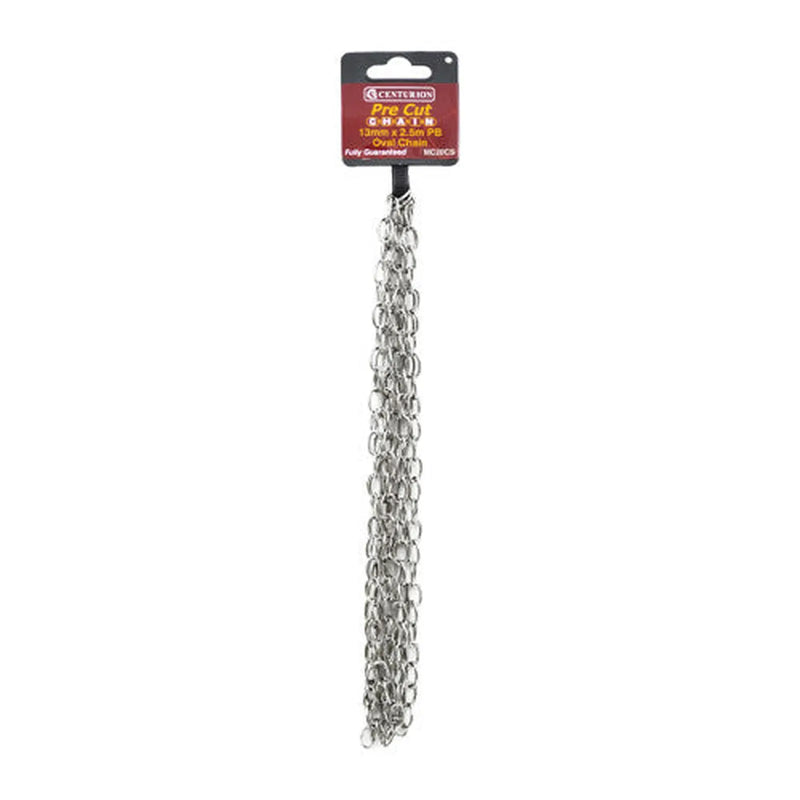 Solid Brass Oval Link Pre Cut Chain, Chrome Plated, 13mm x 1.6mm x - Pack of 5
