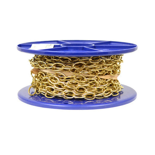 Solid Brass Oval Link Chain, Polished Brass, 16mm x 1.6mm, 10m Reel