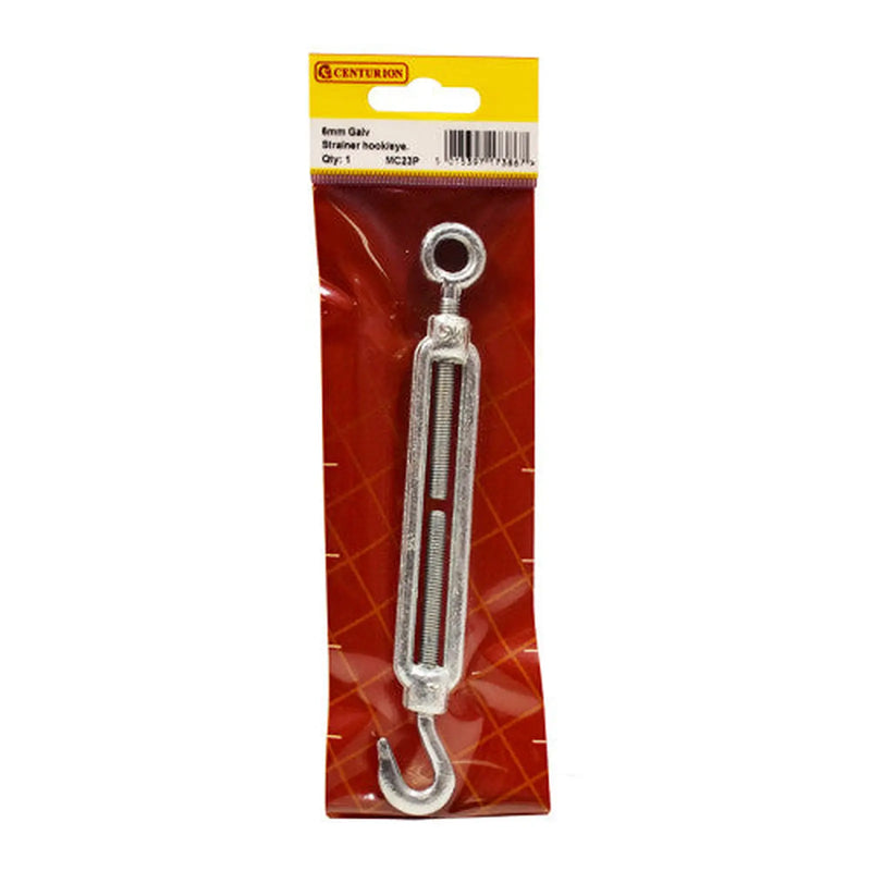 Straining Screws Hook/Eye, Galvanised, 6mm x 89mm - Pack of 5