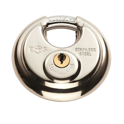 70Mm Stainless Steel Disc Padlock 3 Keyed To Differ - Satin Stainless Steel 70MM