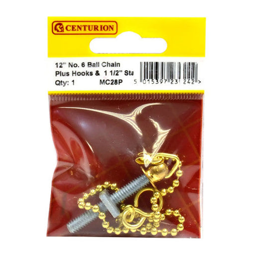 Sink Ball Chain With Stay, Polished Brass, 300mm - Pack of 5