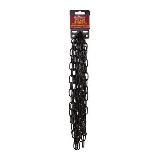 Steel Welded Straight Link Pre Cut Chain, Black, 3mm x 21mm x 5m - Min Order 2