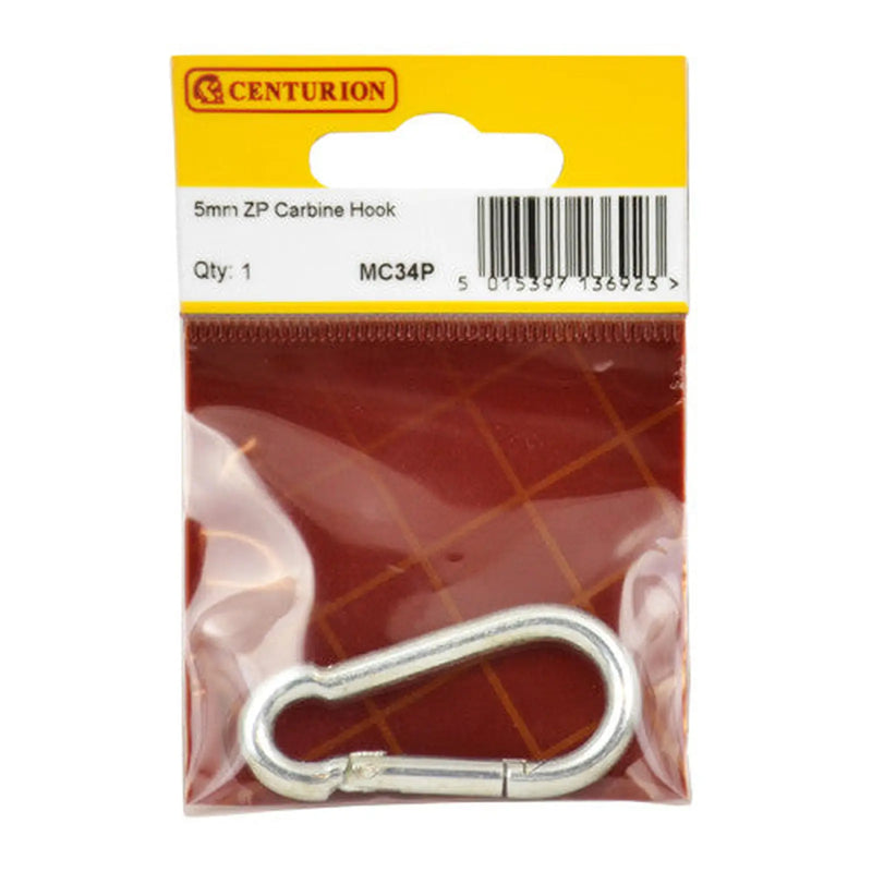 Carbine Hook, Zinc Plated, 5mm x 50mm - Pack of 5